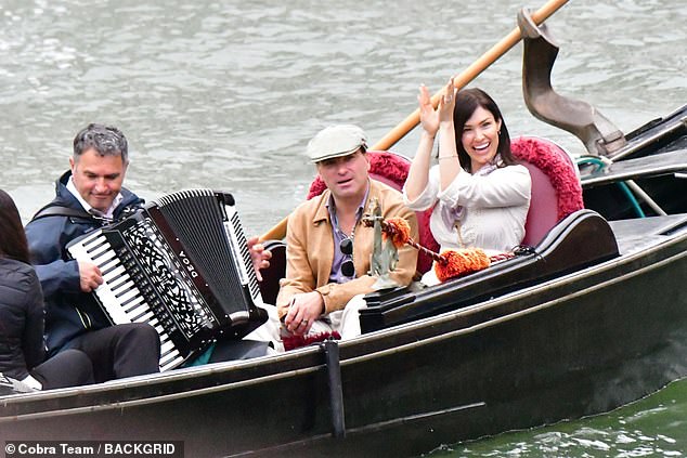 The Big Bang Theory alum, 48, and his wife were in good spirits as they sat in a red heart shaped seat during the trip while listening to an accordion player