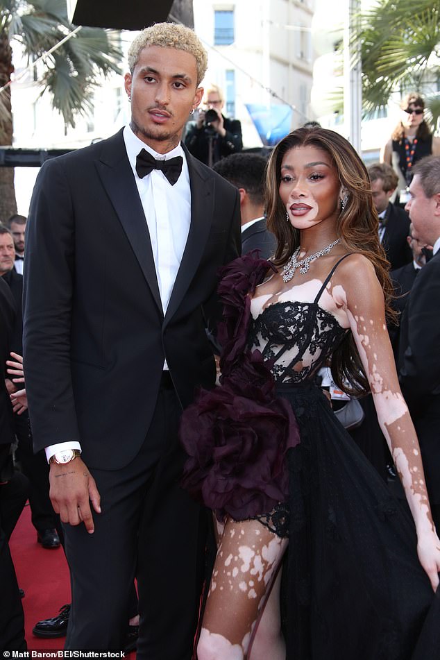 Meanwhile, her boyfriend Kyle Kuzma, 28, cut a dapper figure in a black and white tuxedo