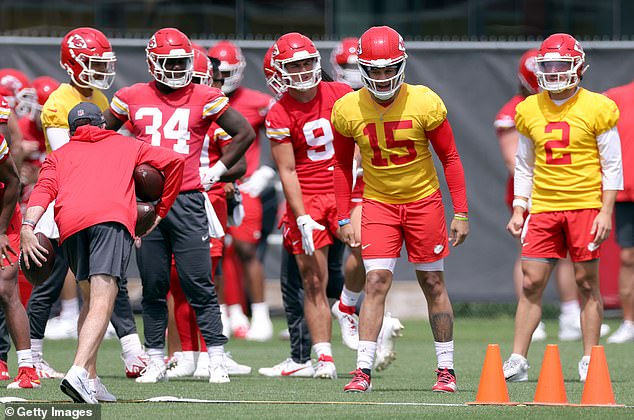 Patrick Mahomes was at an OTA offseason workout with Chiefs teammates on Wednesday