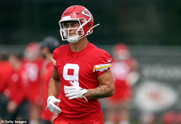 Ex-Wales rugby player and Chiefs running back Louis Rees-Zammit was involved in drills too