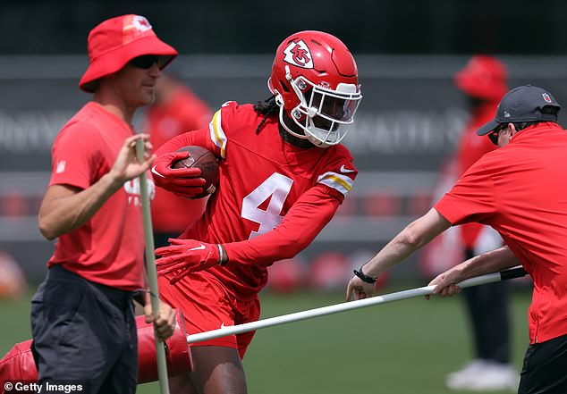 Turmoiled Chiefs wideout Rashee Rice was at the team's practice on Wed. amid legal troubles