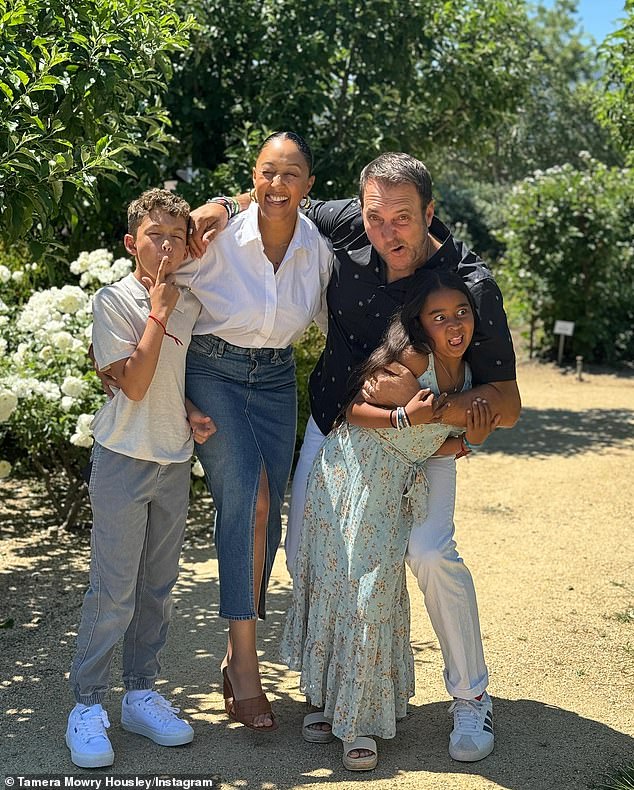 On the personal front, Tamera has two children -son Aden, 11; and daughter Ariah, 8 - from her 13-year marriage to former Fox News correspondent Adam Housley, whom she began dating in 2005 (pictured May 12)