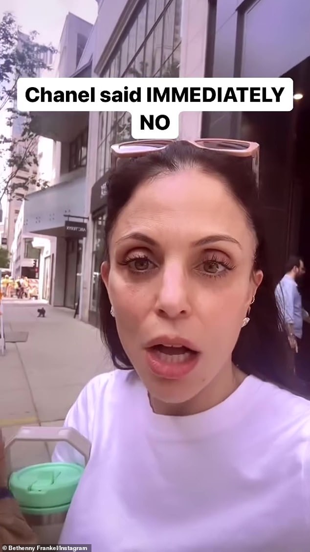 Bethenny noted that she was visiting the Second City at the start of her clip, which she filmed on the street while wearing a simple white T-shirt with sunglasses perched on her raven tresses and gleaming diamond stud earrings