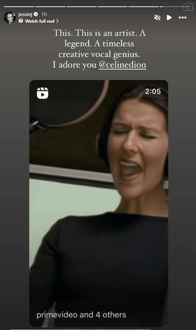 British singer Jessie J shared the trailer on her Instagram Story and described Celine as a 'legend'