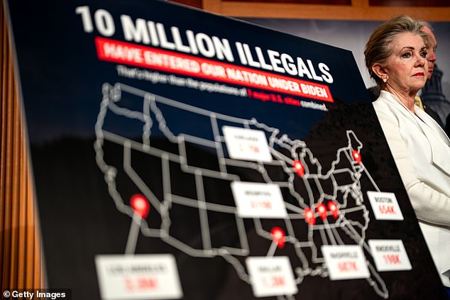 Sen. Marsha Blackburn is seen during a news conference on Capitol Hill on May 22, 2024 in Washington, DC. Senate Democrats have revived the bipartisan border bill that was already blocked once earlier this year