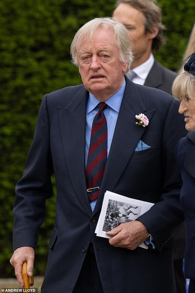 Camilla's first husband Brigadier Andrew Parker Bowles pictured leaving the service today