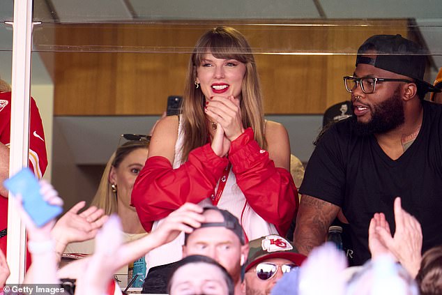 Taylor and Travis' romance has gone from strength to strength since they met last summer, with the popstar confirming it publicly by turning up to Arrowhead in September (pictured)