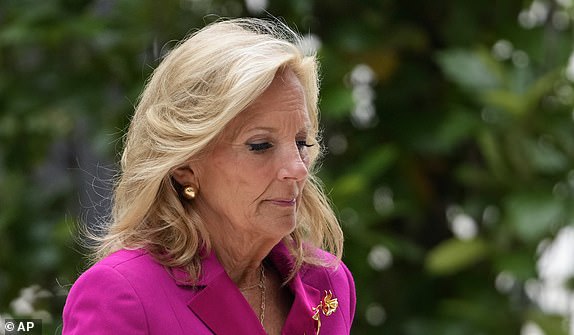 First lady Jill Biden arrives at federal court, Wednesday, June 5, 2024, in Wilmington, Del. (AP Photo/Matt Slocum)