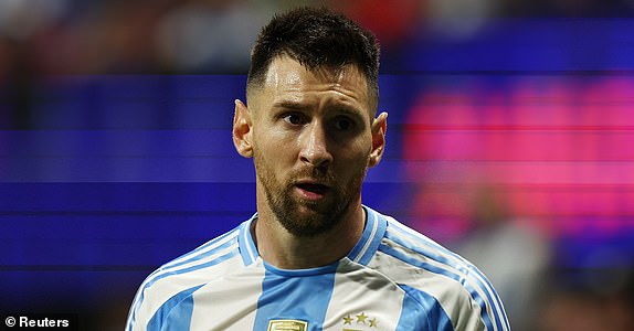 Soccer Football - Copa America 2024 - Group A - Argentina v Canada - Mercedes-Benz Stadium, Atlanta, Georgia, United States - June 20, 2024 Argentina's Lionel Messi reacts REUTERS/Agustin Marcarian