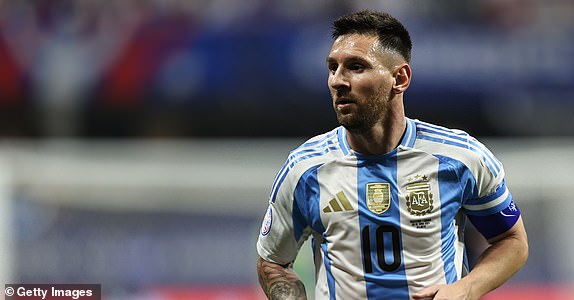 ATLANTA, GEORGIA - JUNE 20: Lionel Messi of Argentina looks on during the CONMEBOL Copa America group A match between Argentina and Canada at Mercedes-Benz Stadium on June 20, 2024 in Atlanta, Georgia. (Photo by Omar Vega/Getty Images)