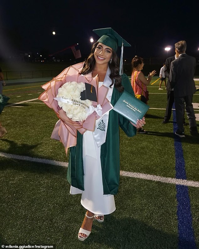 Real Housewives of New Jersey star Teresa Giudice 's daughter Milania is a high school graduate