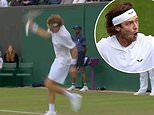 Andrey Rublev hits himself SEVEN times with his racquet in furious row at Wimbledon before crashing out... a month on from claims that he 'killed himself' in French Open meltdown