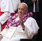 Pope Francis attends an interreligious meeting with young people at the Catholic Junior College in Singapore, Friday, Sept. 13, 2024. Pope Francis is wrapping up his visit to Singapore by praising its tradition of interfaith harmony. (AP Photo/Gregorio Borgia)