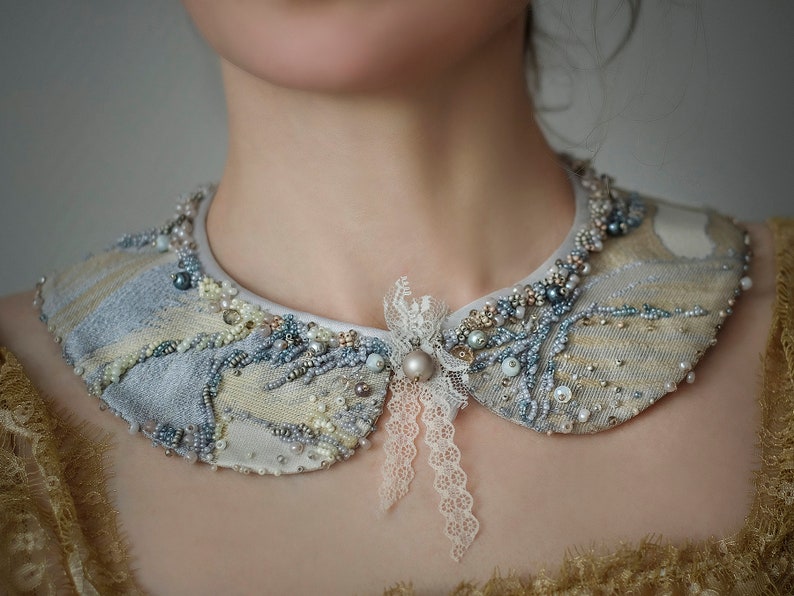 Detachable collar chic  Jacquard art  charm necklace vintage image 1