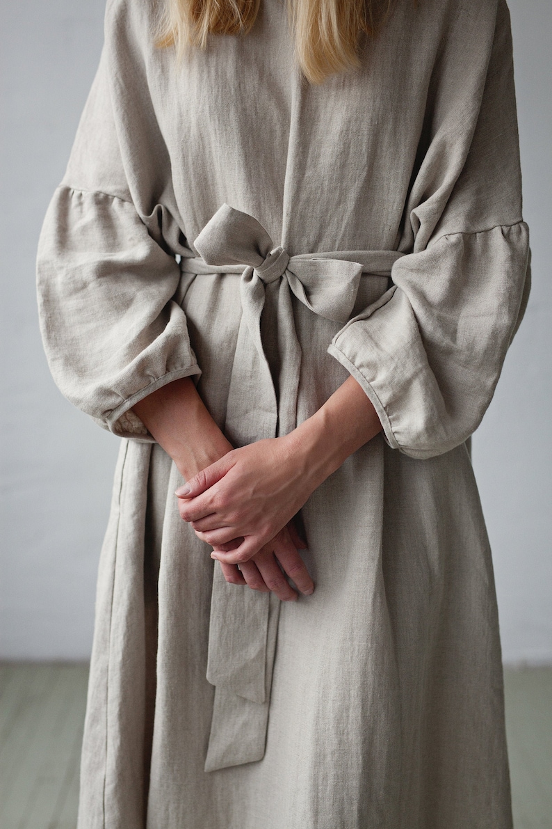 Oversized Linen Dress Kimono Style Dress Natural Linen image 1