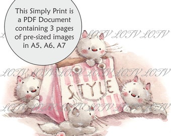 Lili of the Valley Full Colour Simply Print - IH - Kittens with Style, 3 Page PDF Ready to Print Document, Digital