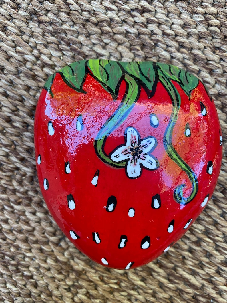 Strawberry Painted Garden Rock for your Strawberry Patch image 0