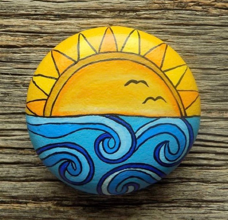 Sun and Sea Painted Rock image 0
