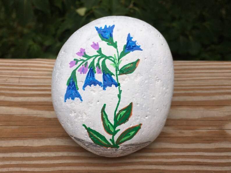 Bluebell Flower Hand Painted Rock Small Decorated River image 0