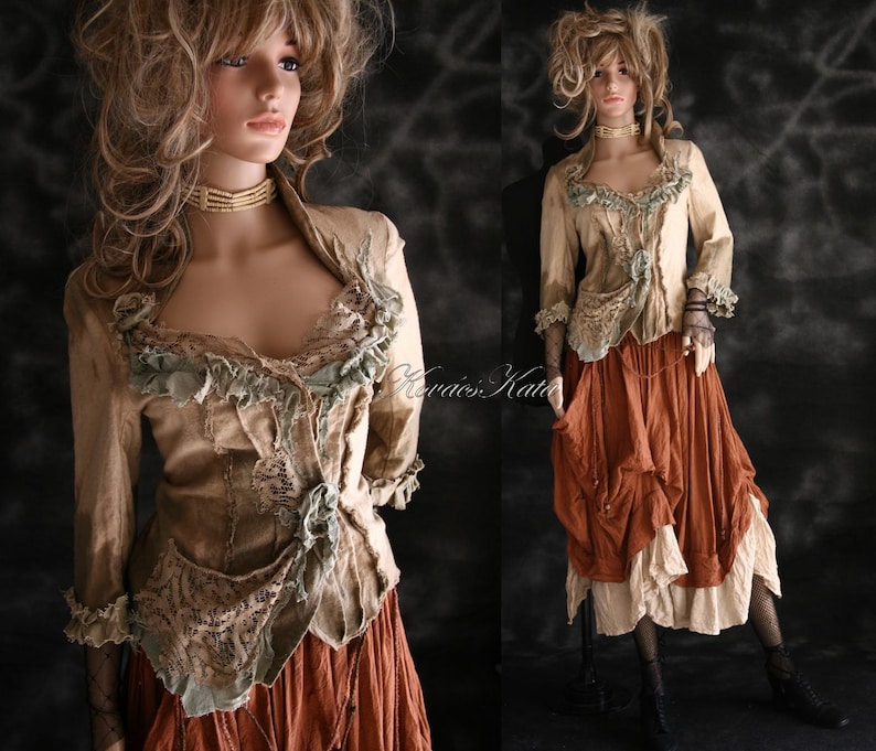 Bohemian Artistic Hand Dyed Linen Jacket with Raw Edged Frills image 1