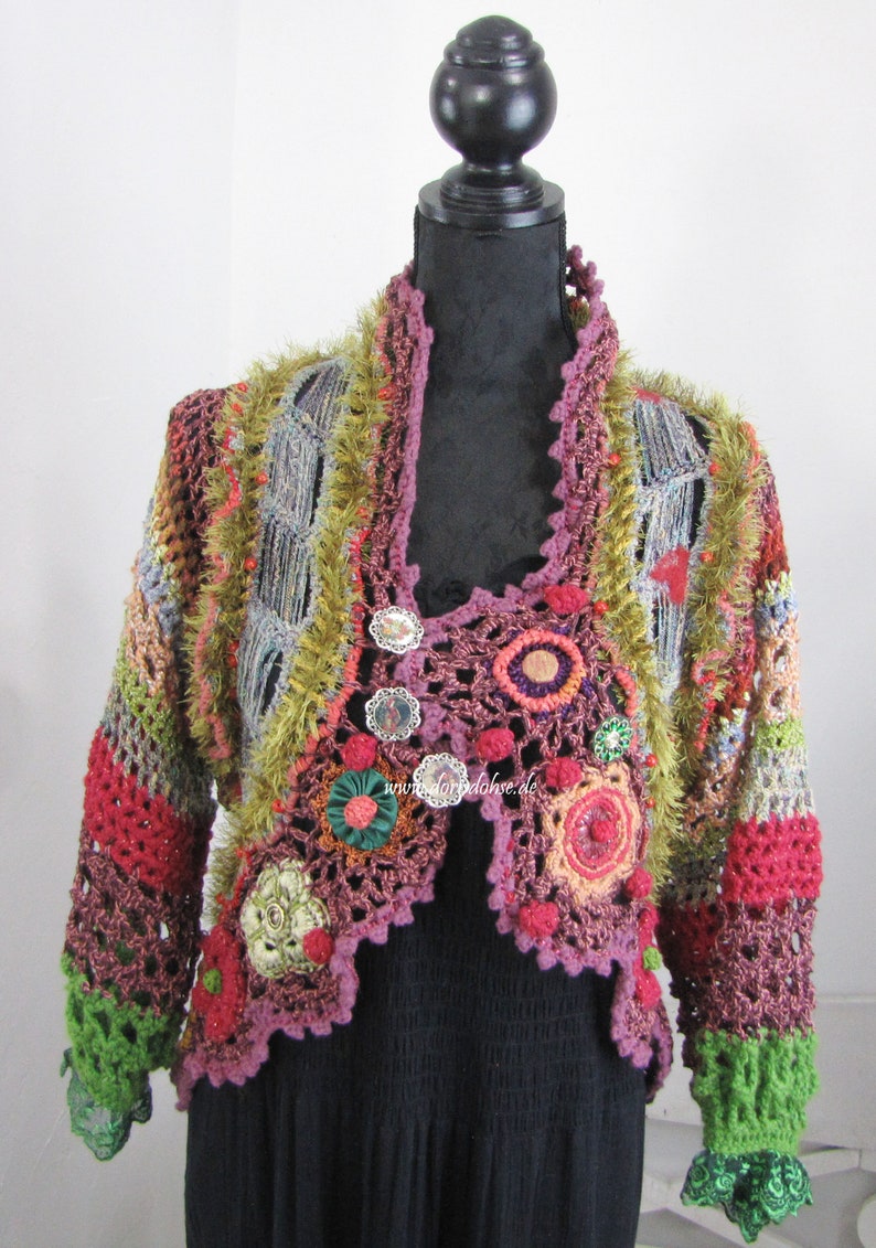 Crochet Hippie Jacket 70s styleold lace and effektive image 4
