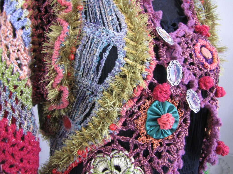 Crochet Hippie Jacket 70s styleold lace and effektive image 7