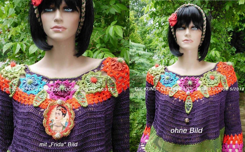 Mexican folk style crochet dress colorful Slow fashion image 4