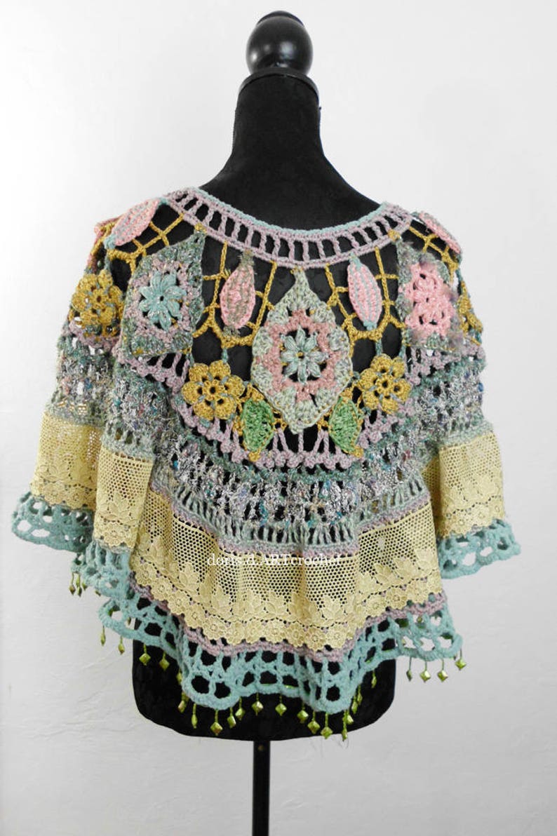 Crochet Hippie Jacket 70s styleold lace and effektive image 1