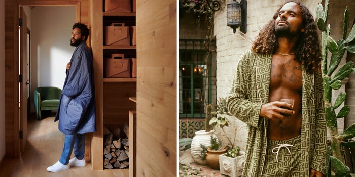A man wearing a Casper robe on the left and a man wearing a Danny Del Mar robe on the right