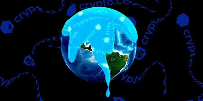 Crypto.com slime covering a globe