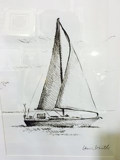 a drawing of a sailboat in the water