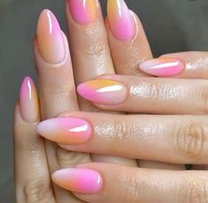 Almond Nail Inspo, Plain Nails, Airbrush Nails, May Nails, Almond Nail, Cute Summer Nails