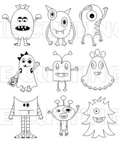 an image of cartoon monsters coloring pages