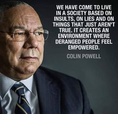 a man in a suit and tie with a quote from colin powell on the image