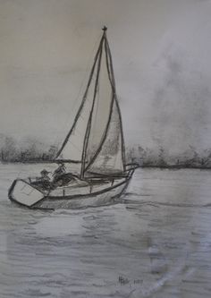 a drawing of a sailboat in the water