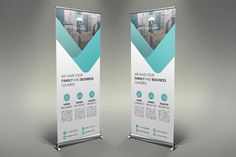 two roll up banners with the same design