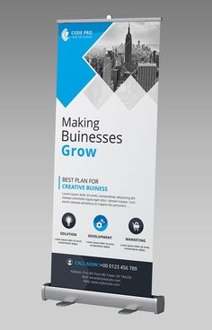 a roll up banner with the words making businesses grow on it