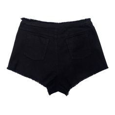 High waisted black stretchy denim short shorts. lace up front