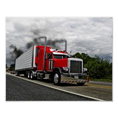 Red & Rollin' Peterbilt Poster Size: Extra Small (14.00" x 11.00"). Gender: unisex. Age Group: adult. Material: Value Poster Paper (Matte).