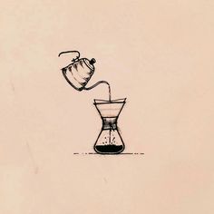 a drawing of a coffee pot being filled with liquid