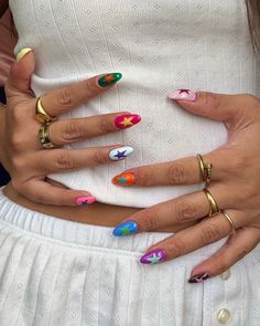 30 Funky Nails to Inspire You Colourful Nails, Nails And Rings, Wife Nails, Nails Collection, Manikur Kuku, Hippie Nails, Dot Nail Art, Colorful Nails, Mob Wife