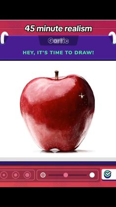 an apple is shown with the caption, he's time to draw