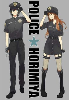 an anime character is dressed in police uniforms