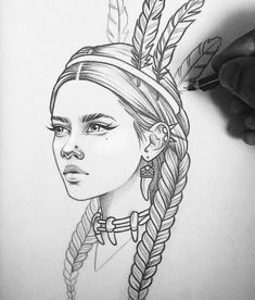 Drawing Fantasy Art Sketches Easy, Hyperrealistic Drawing, Indian Drawing, Native American Drawing, Native American Tattoos, Native Tattoos, Kunst Tattoos