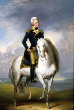 a painting of a man riding on the back of a white horse