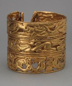 ~ Bracelet.  Period: Early Iron Age  Culture: Sakae Culture  Date: 4th century B.C.  Place of origin: Russia, Siberia  Archaeological site: Siberian collection of Peter I  Medium: Gold Hermitage Museum, Egyptian Jewelry, Iron Age, Viking Jewelry