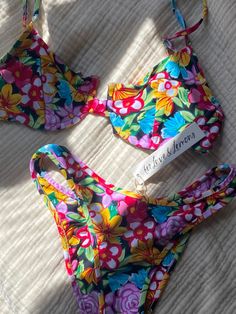 Flower Bikinis, Bright Swimwear, Summer Attire, Swim Suits