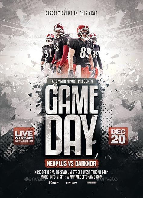 Football Game Day Flyer Game Day Post, Game Day Flyer, Football Pics, Sports Design Ideas, Football Pictures, Graphic Design Tips, Football Game, Sports Design, Football Games