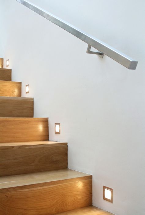 Interior Stair Lighting Ideas, Basement Stairway Lights, Wall Stair Lighting, Stair Case Wall Lighting Ideas, Wall Lights For Stairs, Stair Lighting Indoor, Indoor Stairway Lighting, Indoor Stair Lights, Stair Lights Indoor Basement