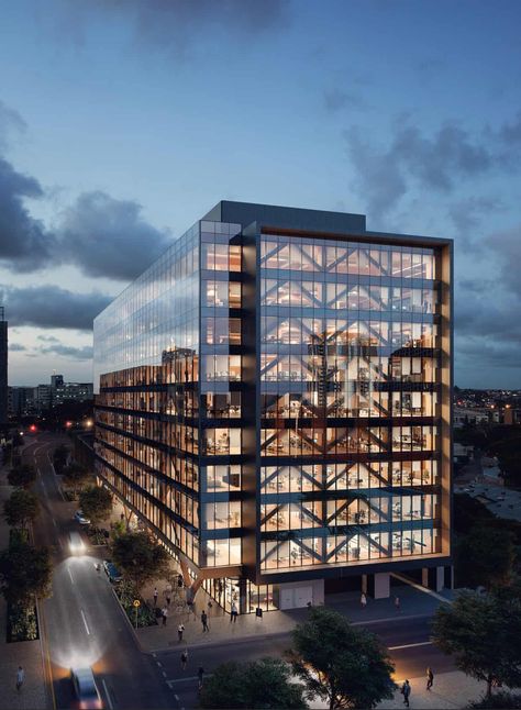 Tall timber: the world’s tallest wooden office building to open in Brisbane | Guardian sustainable business | The Guardian Office Building Architecture, Fasad Design, Wooden Office, Commercial And Office Architecture, Modern Architecture Interior, Timber Buildings, Modern Architecture Building, Skyscraper Architecture, Architecture Building Design